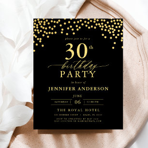 Budget Black And Gold Script Thirty 30th Birthday