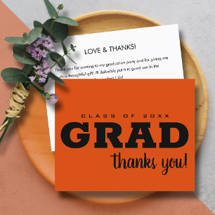 Budget Black and Orange Thank You Note