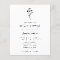 BUDGET Black And White Floral Bridal Shower Invite