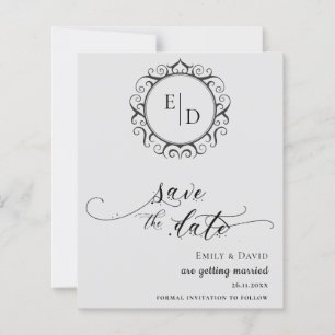 Budget Black and White Monogram Whimsical Wedding