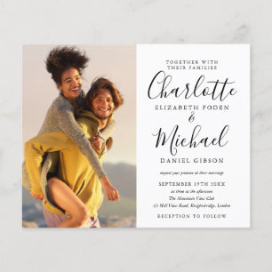 Budget Black And White Photo Wedding Invitation
