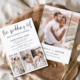 Budget Black and White Photo Wedding Invitation