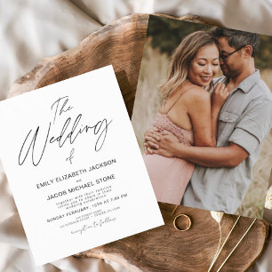Budget Black and White Photo Wedding Invitation