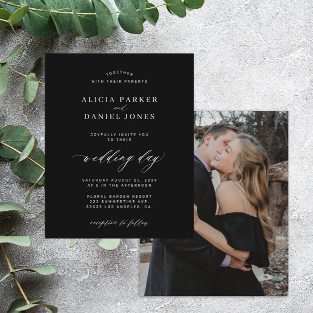 Budget black and white photo wedding invitation (Creator Uploaded)