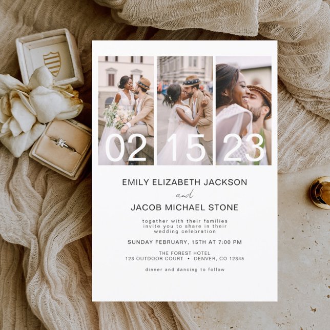 Budget Black and White Photo Wedding Invitation Flyer (Creator Uploaded)