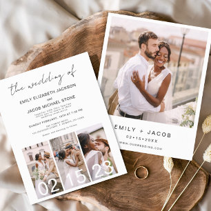 Budget Black and White Photo Wedding Invitation Flyer