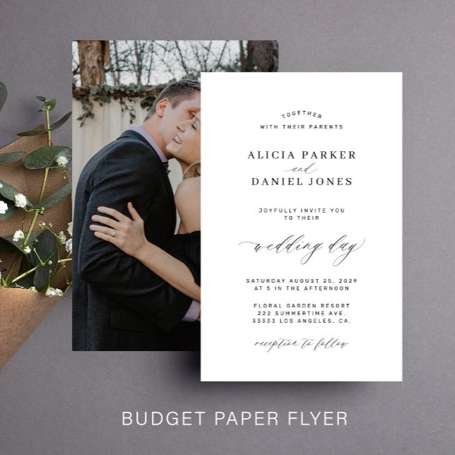 Budget black and white photo wedding invitation flyer (Creator Uploaded)