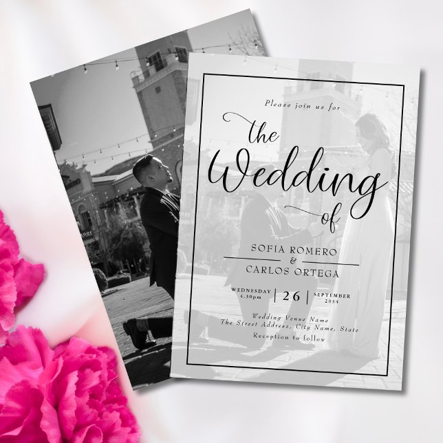 Budget Black And White Photo Wedding Invitation Flyer (Creator Uploaded)