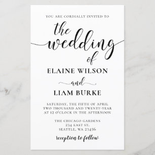 Budget Black and White Wedding Invitation