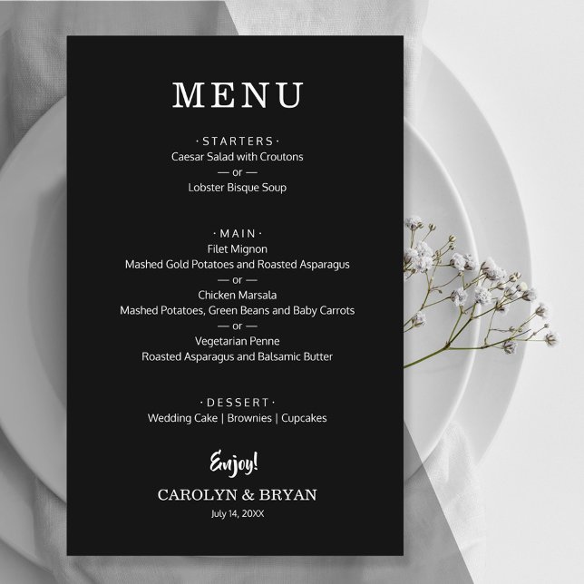 Budget Black and White Wedding Menu Flyer (Creator Uploaded)