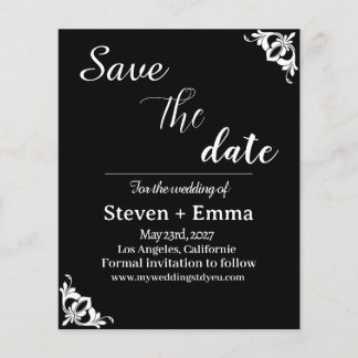 Budget Black and white Wedding Save the Date Flyer