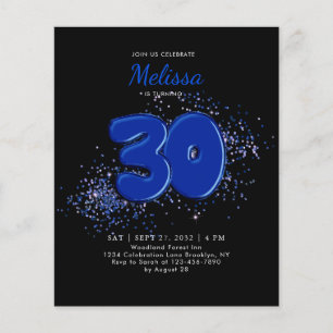 BUDGET Black Blue 30th Balloons Confetti Birthday