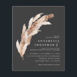 Budget black boho pampas elegant wedding invite<br><div class="desc">Budget natural botanical pampas grass watercolors and script wedding invitation with space for QR code. Modern on trend design collection in contemporary on Trend terracotta,  teal,  black and natural beige colorway.</div>