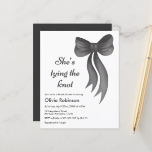 Budget Black Bow Bridal Shower Invitation