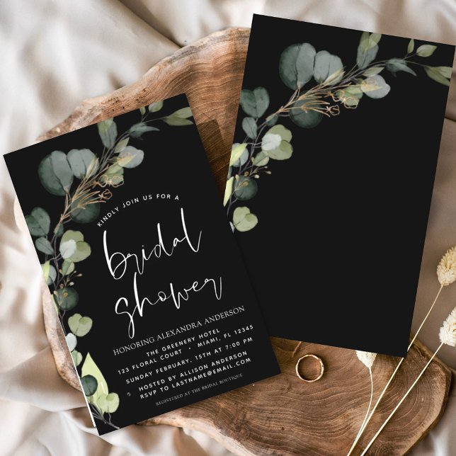 Budget Black Bridal Shower Rustic Invitation (Creator Uploaded)
