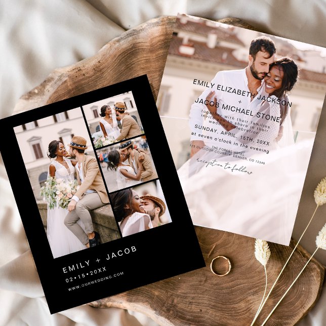 Budget Black Elegant Minimalist Wedding Invitation (Creator Uploaded)