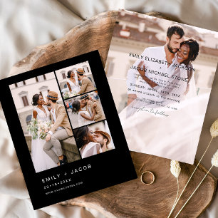 Budget Black Elegant Minimalist Wedding Invitation Flyer