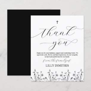 Budget Black Floral Memorial Thank you Card