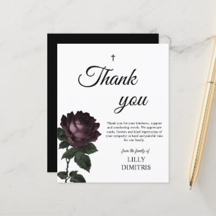 Budget Black Floral Memorial Thank you Card