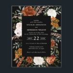 Budget black floral wedding details invite flyer<br><div class="desc">Budget rustic watercolor floral wedding invite and details card. With beautiful rust,  terracotta,  blush pink,  black and sage green pampas grass eucalyptus watercolor details. This modern wedding invite is sure to set the style for your big day.</div>