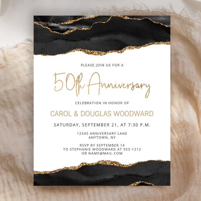 Budget Black Gold Agate 50th Anniversary Invite (Creator Uploaded)