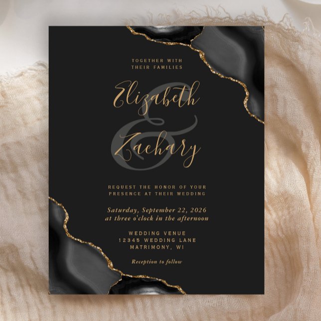 Budget Black Gold Agate Corners Dark Wedding (Creator Uploaded)