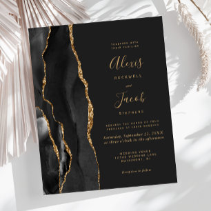 Budget Black Gold Agate Dark Wedding Invitation