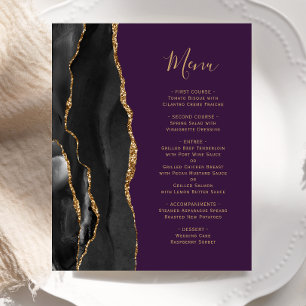 Budget Black Gold Agate Purple Wedding Menu