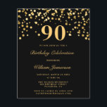 Budget Black Gold Confetti 90Th Birthday Party  Flyer<br><div class="desc">Budget Black Gold Confetti 90Th Birthday Party Flyer</div>