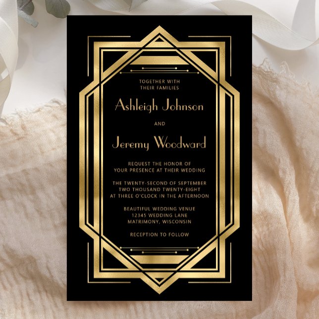 Budget Black Gold Deco Frame Vintage 1920s Wedding (Creator Uploaded)