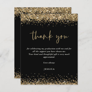 Budget Black Gold Glitter 2024 Graduation Thanks