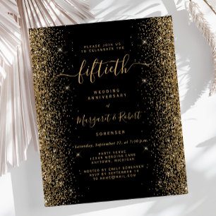 Budget Black Gold Glitter 50th Anniversary Party
