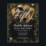 Budget Black Gold Glitter Balloon Any Age Birthday<br><div class="desc">Modern Glam Faux Gold Black Copper Yellow Glitter Sparkle Balloon Elegant Stylish Any Age Birthday Invitation</div>