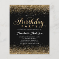 Budget Black Gold Glitter Sparkle Any Age Birthday
