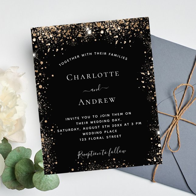 Budget black gold glitter sparkle elegant wedding (Creator Uploaded)