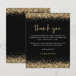 Budget Black Gold Glitter Twenty First Thank You