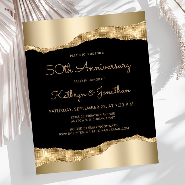 Budget Black Gold Mirror 50th Anniversary Invite (Creator Uploaded)