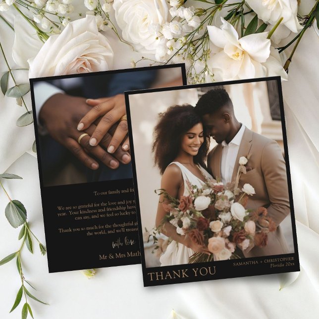 Budget Black & Gold Photo Wedding Thank you (Creator Uploaded)