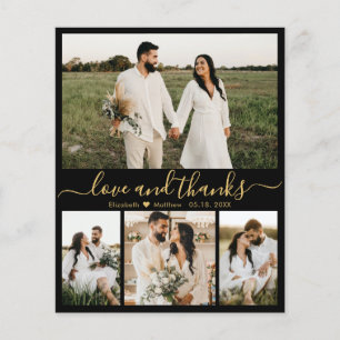 Budget Black Gold Photo Wedding Thank You Card