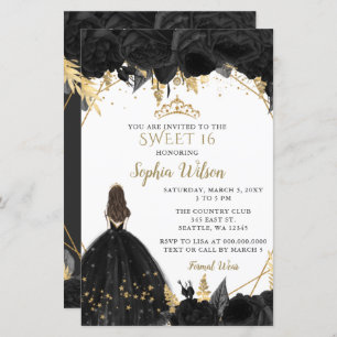 Budget Black Gold Princess SWEET 16 Invitation