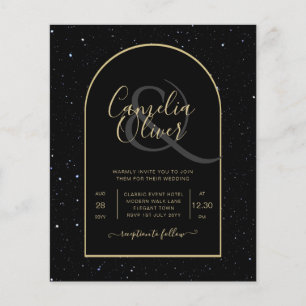 BUDGET BLACK GOLD Starry Night Wedding INVITE Flyer