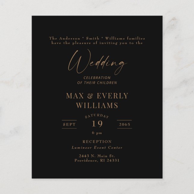 Budget Black & Gold Wedding Celebration (Front)