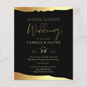 BUDGET Black Gold Wedding Invite RSVP QR Code Chic Flyer