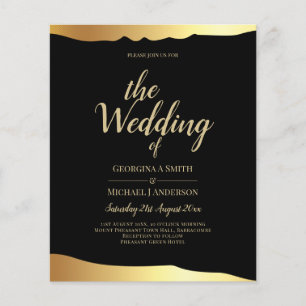 BUDGET Black Gold Wedding Invite RSVP QR Code Chic Flyer