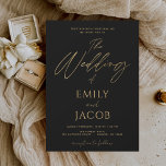 Budget Black Gold Wedding Modern Invitation<br><div class="desc">Budget Black and Gold Faux Foil Wedding Spring or Summer Wedding Invitations - includes beautiful and elegant script typography with a modern simple and classic colour for the special Wedding day celebration.</div>