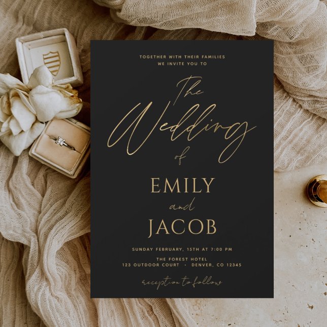 Budget Black Gold Wedding Modern Typography (Creator Uploaded)