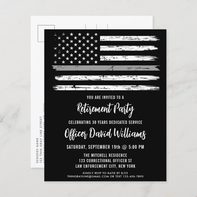 Budget Black Grey Correctional Officer Retirement  (Front/Back)