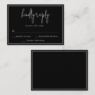 BUDGET Black Modern Wedding RSVP Response Card
