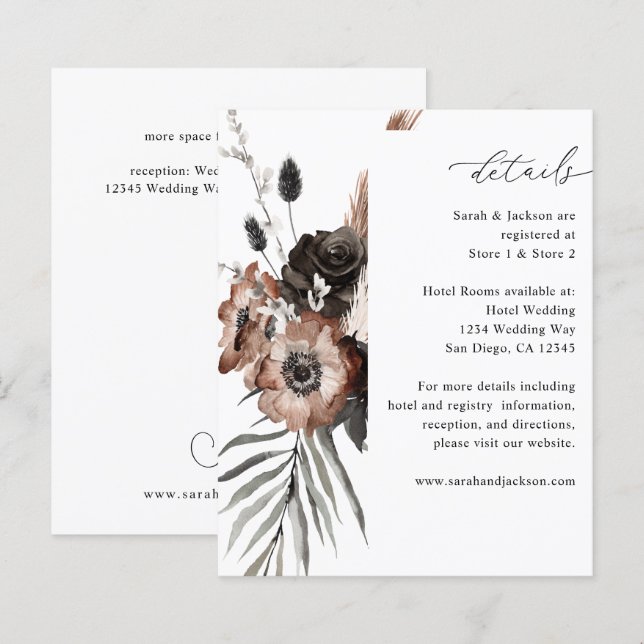 Budget Black & Natural Floral Boho Details (Front/Back)