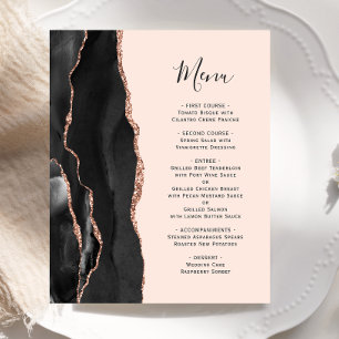 Budget Black Rose Gold Agate Blush Wedding Menu